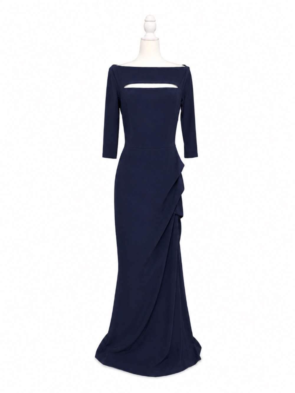Chiara Boni La Petite Robe Navy Blue Stretch Evening Gown US 14 IT 50